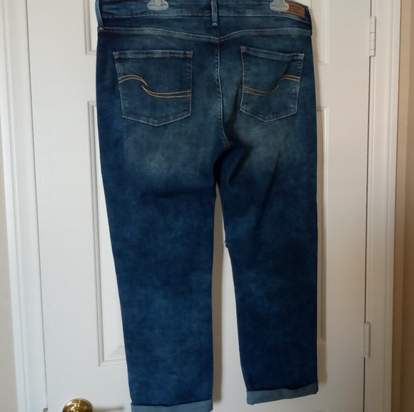 STARS/STRIPES DISTRESS PATCHWORK LEVI'S JEANS SIZE 16 W33 - Picture 4 of 8